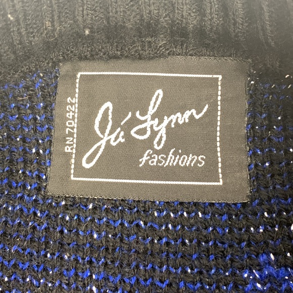 Vintage Ja Lynn Metallic Blue & Black Sweater Crew neck with Sparkle Large - Picture 7 of 13